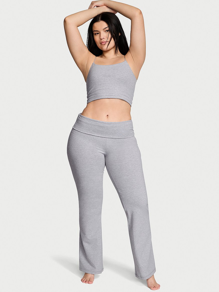 Buy VS Cotton Yoga Foldover Flare Leggings - Order Bottoms online  5000007711 - Victoria's Secret US