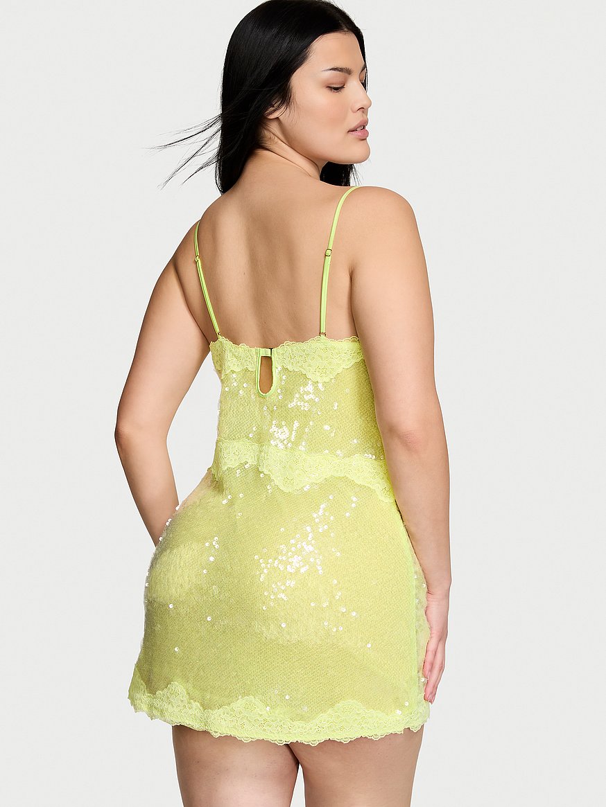Buy Sequin Mini Slip Dress, Citron Glow - Order Slips online - Victoria's  Secret