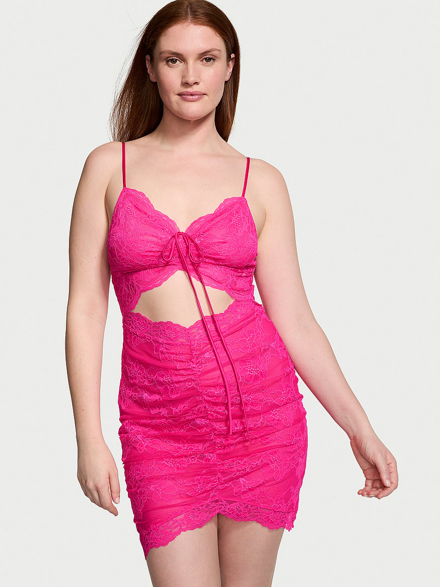 Buy Ruched Lace Cutout Mini Dress - Order Slips online 1121250700 -  Victoria's Secret US
