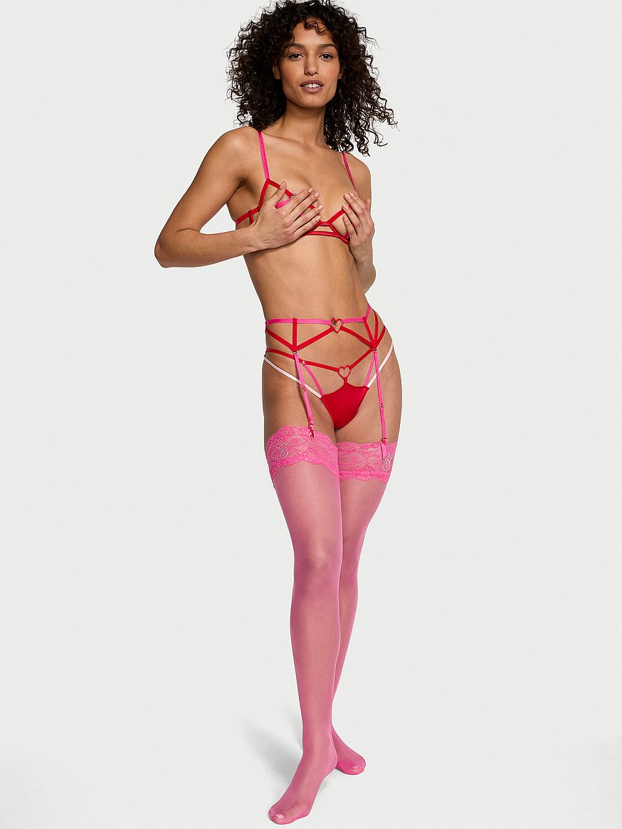 Strappy Red Bra Set  Womens Sexy Valentines Bra And Pants