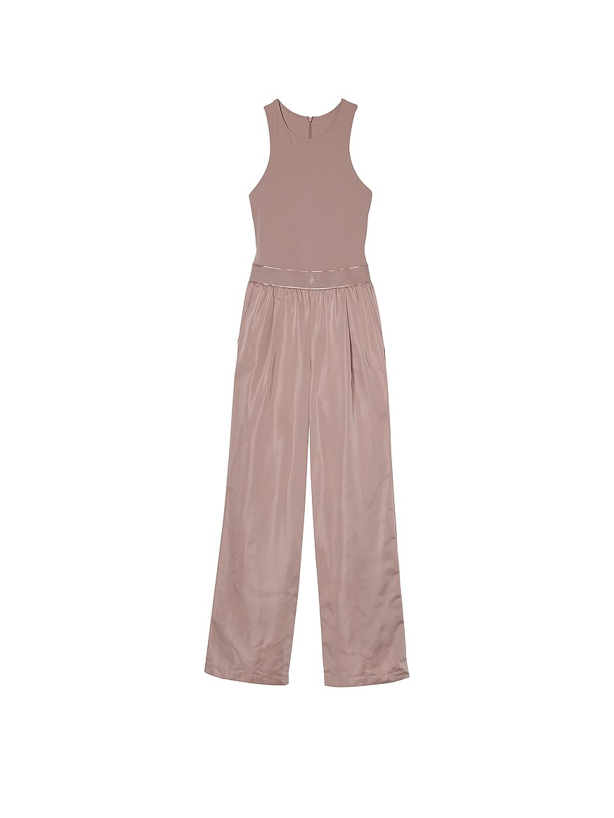 Lux Glossy Sport Wide-Leg Jumpsuit