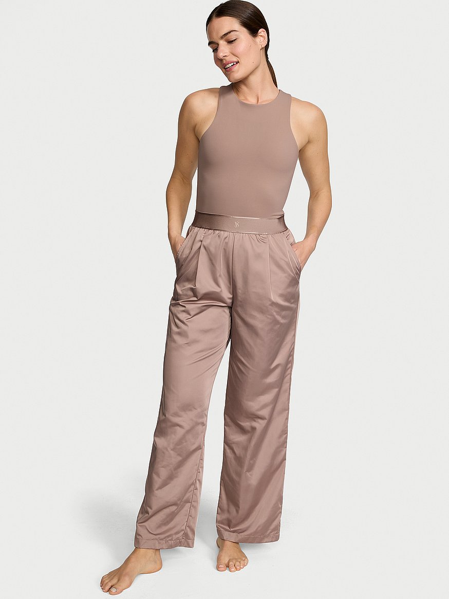 Lux Glossy Sport Wide-Leg Jumpsuit