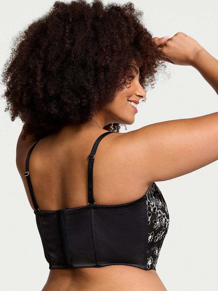 Buy Ziggy Glam Embroidery Unlined Strapless Corset Top, Black