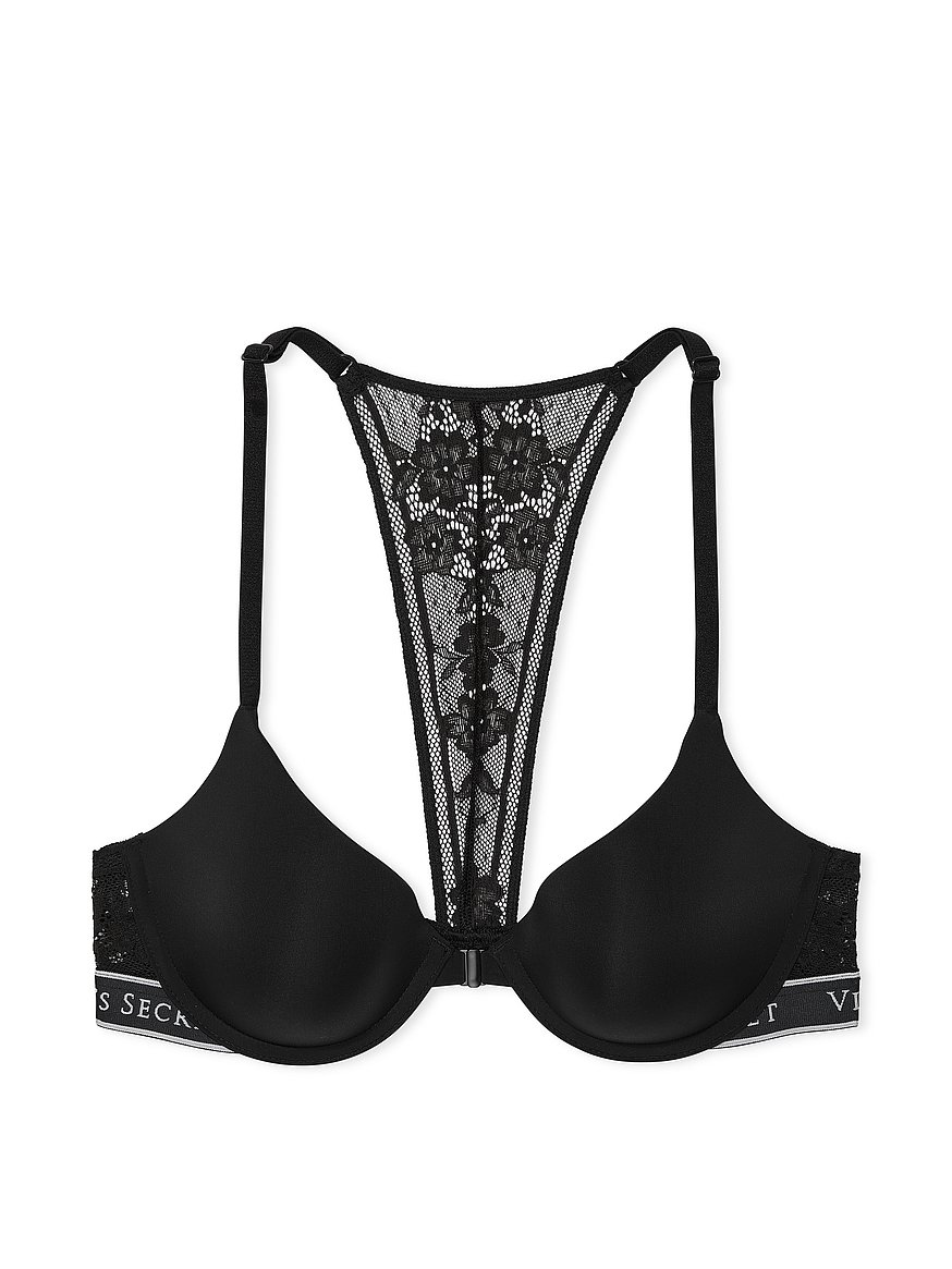 Buy Lightly Lined Front-Close Lace-Trim Demi Bra, Black Order