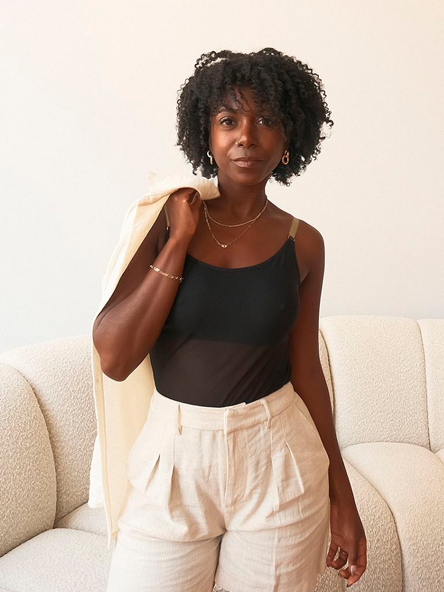 Buy Luba Mesh Camisole with Built in Shelf Bra, Black - Order Cami