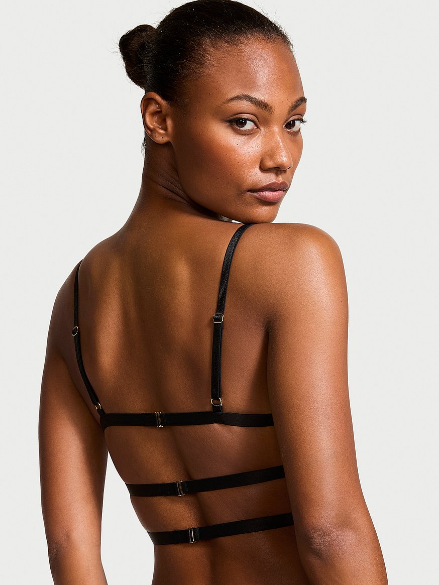 Buy Leopard Embroidery Strappy Bra Top, Black Leopard - Order Bras