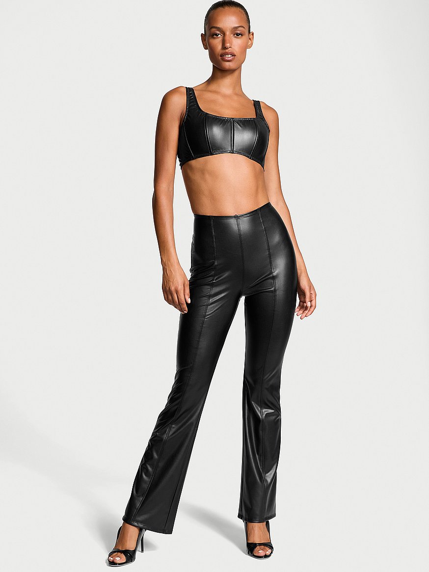 Buy Faux Leather Mini Corset Top, Black - Order Bras online