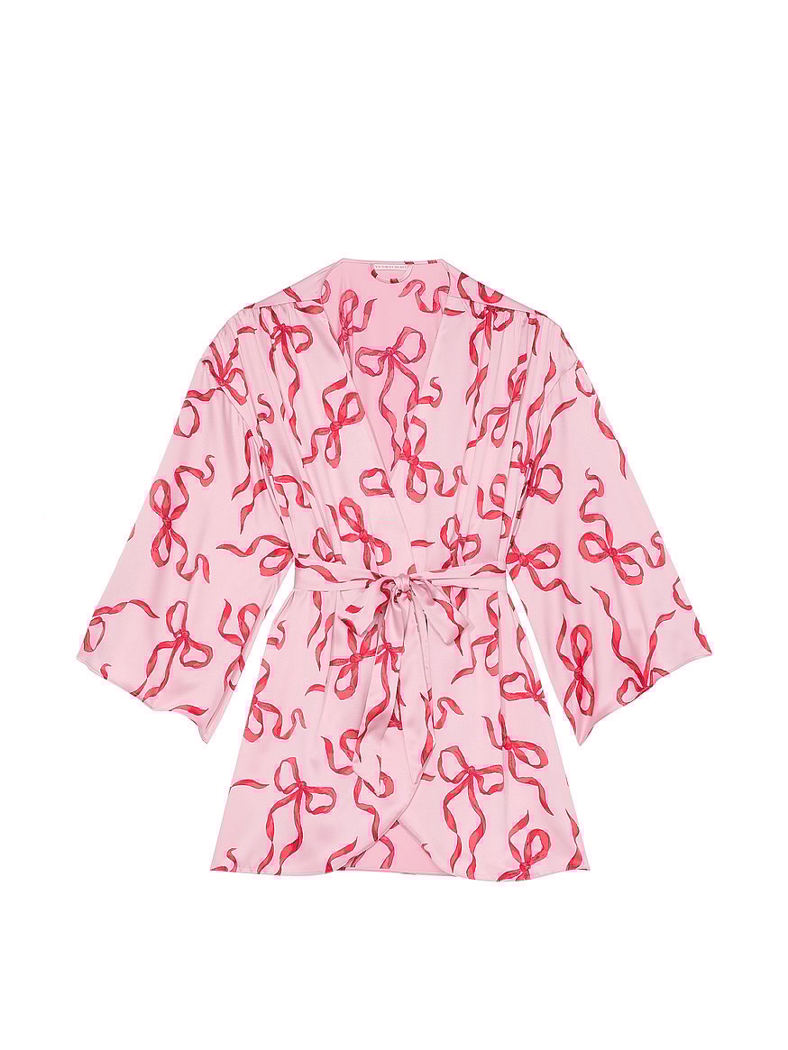 Satin Short Wrap Robe