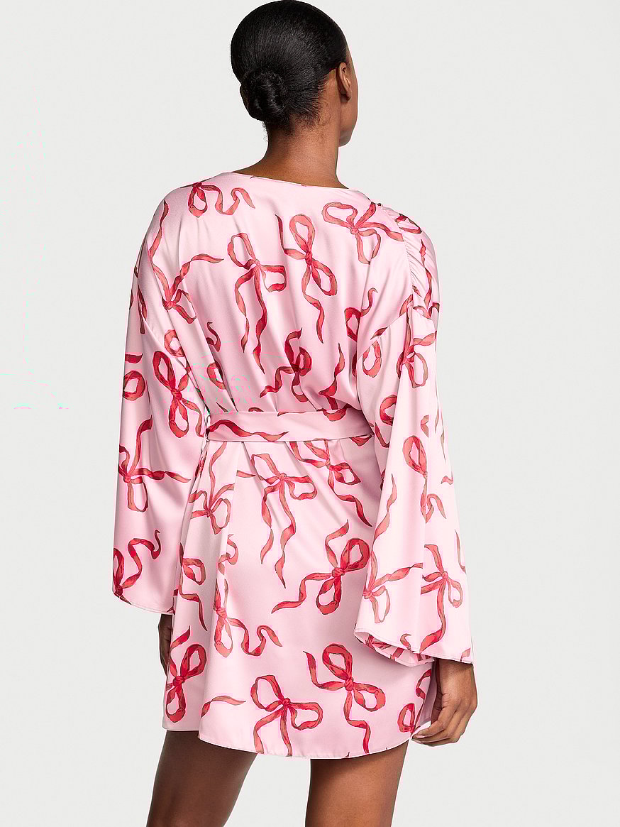 Satin Short Wrap Robe