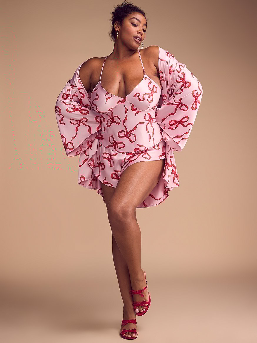 Satin Short Wrap Robe