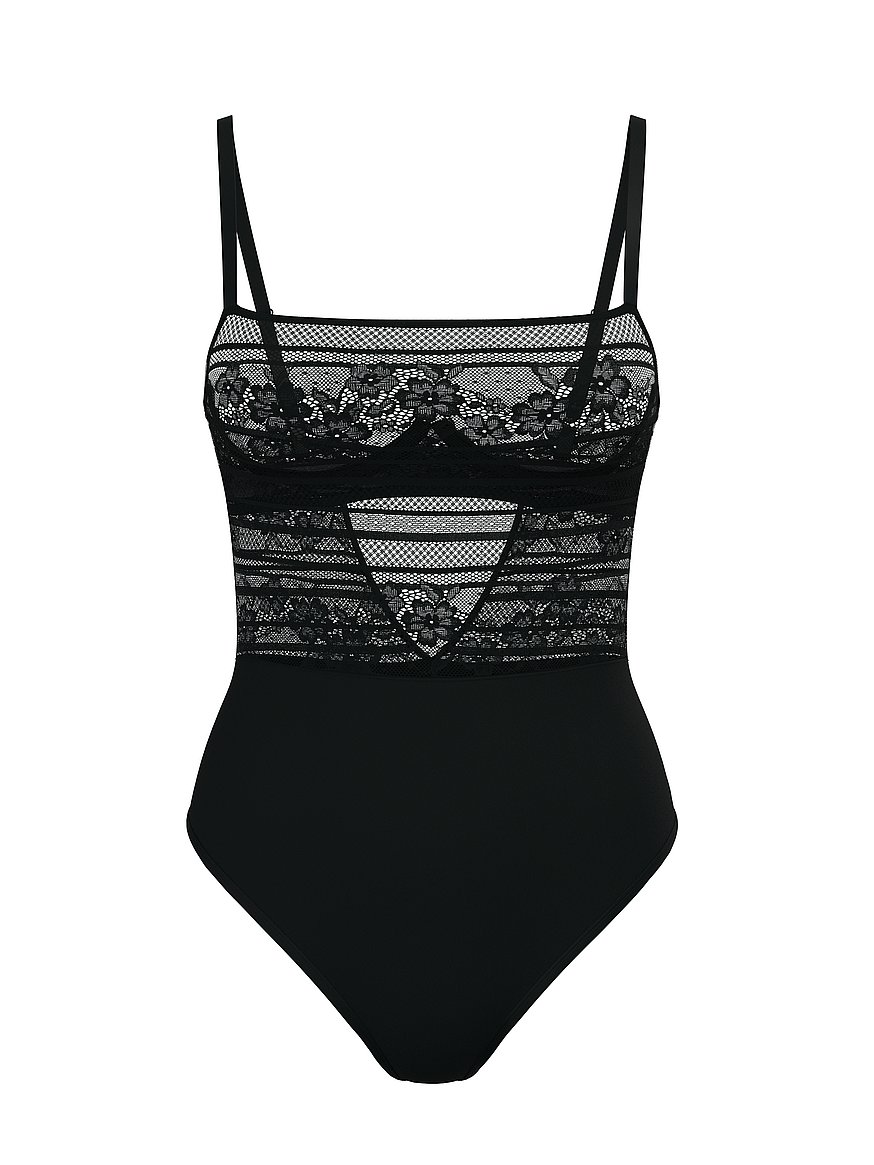 Lacie Striped Floral Underwire Bodysuit