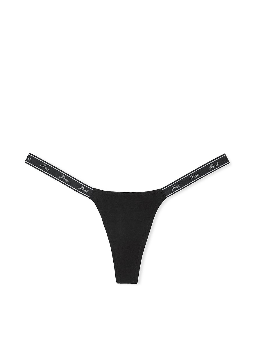 Logo Cotton High-Leg Micro Thong Panty
