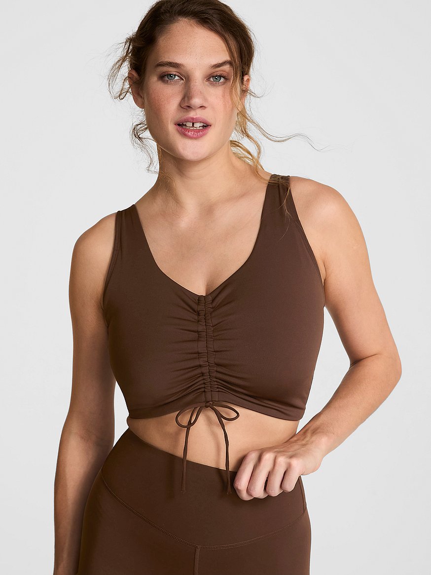 Relay Ruched Plunge Sports Bra