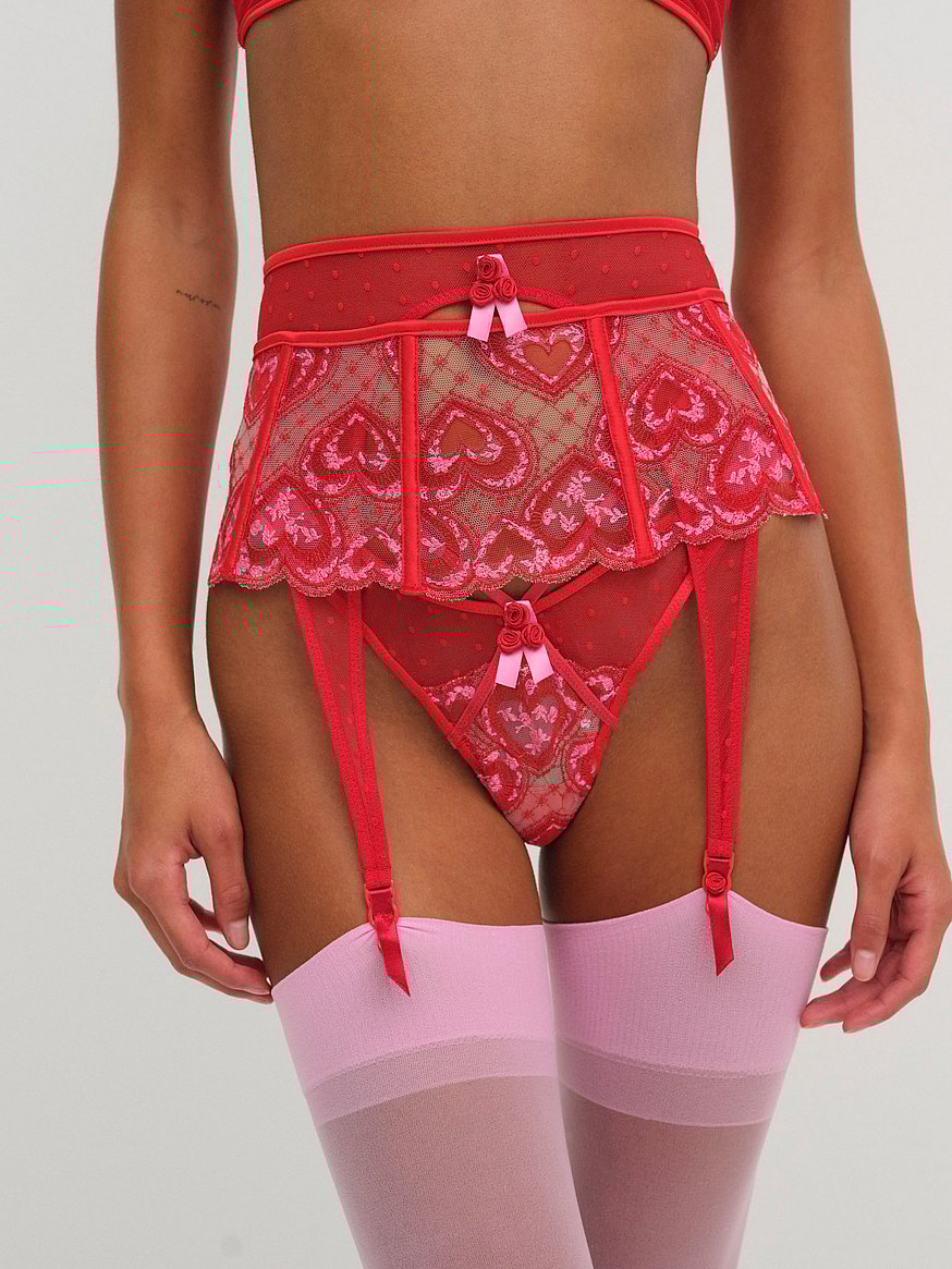 Buy Heartbeat Lace Garter, Heartbeat Red - Order Garters
