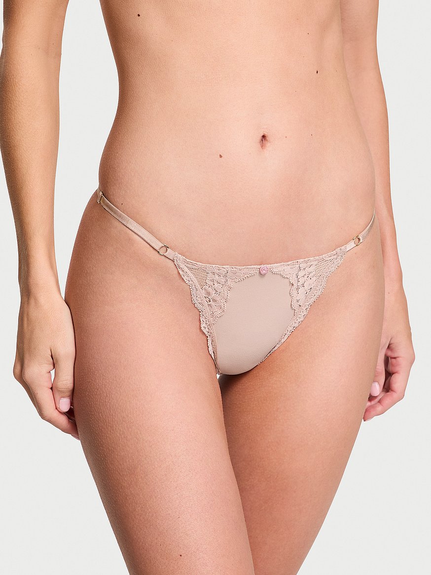 Lace-Trim Adjustable V-String Panty