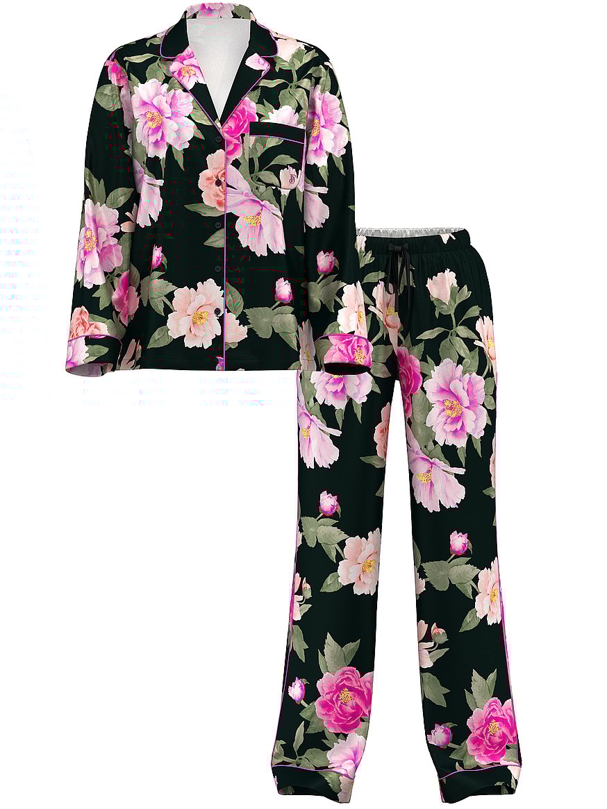 Glazed Satin Long Pajama Set