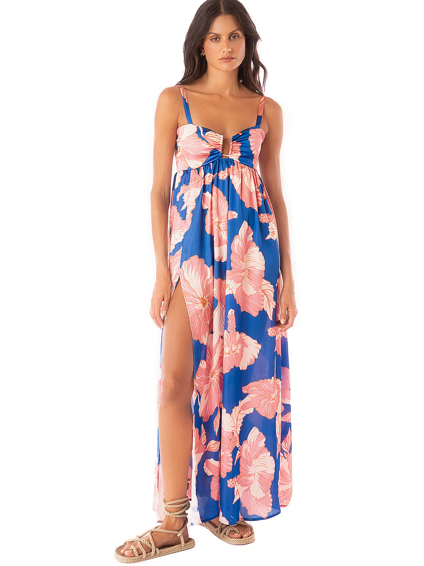 chinese dress ladies Maaji Sun Stamps Oasis Long Dress at Amazon Women's Clothing store main image 1