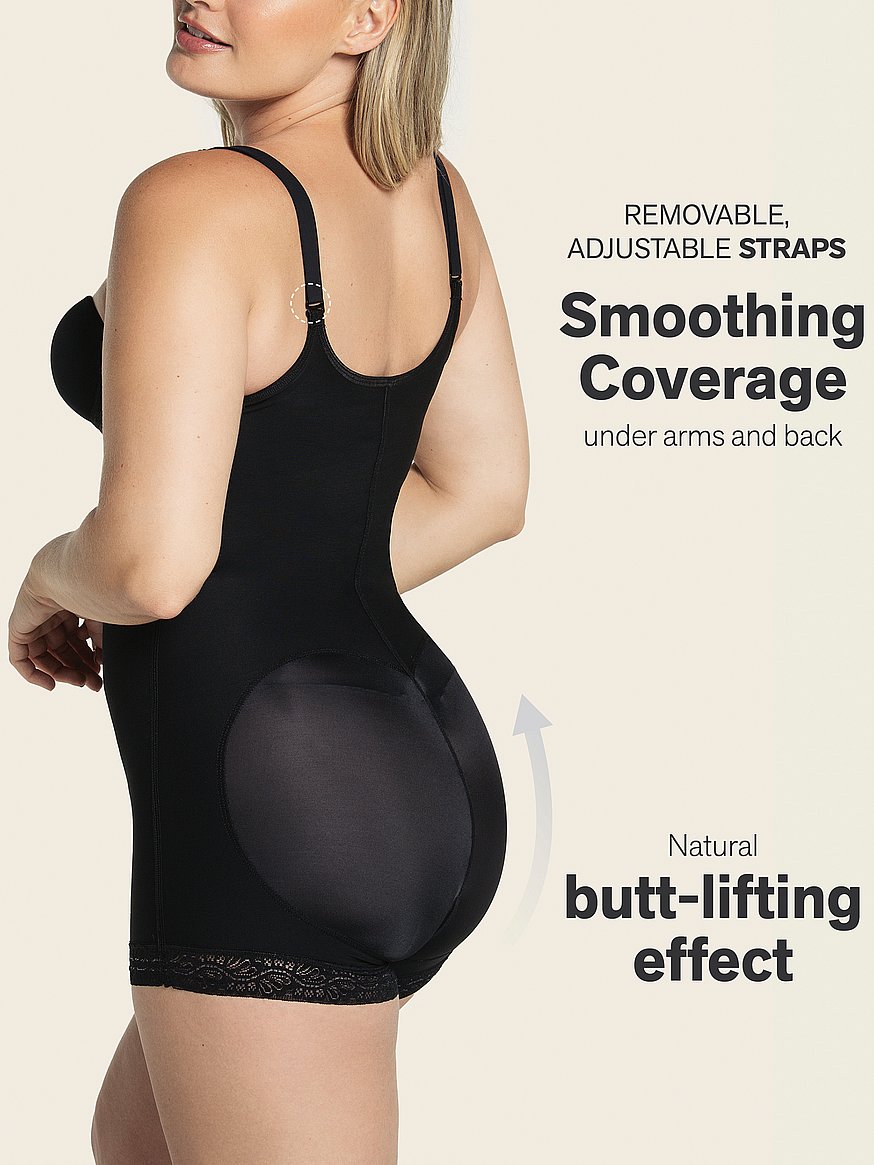 Buy Firm Compression Open Bust Body Shaper Boyshorts, Black