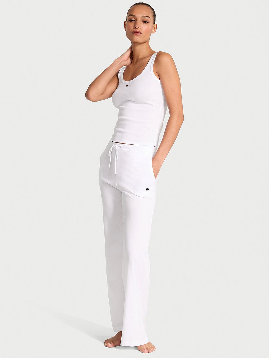 Buy 100% Cotton Tank & Pants Pajama Set, Vs White - Order Pajamas