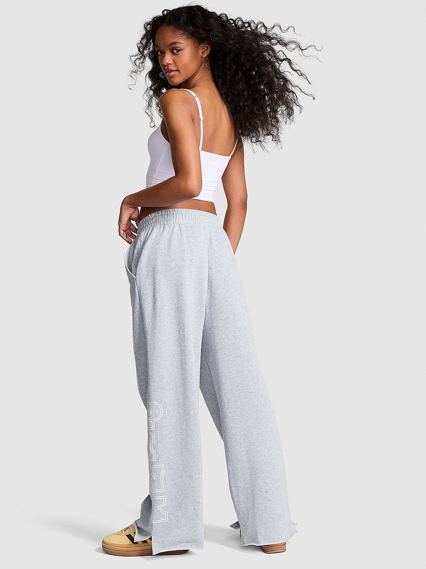 Ivy Fleece Wide-Leg Split-Hem Sweatpants