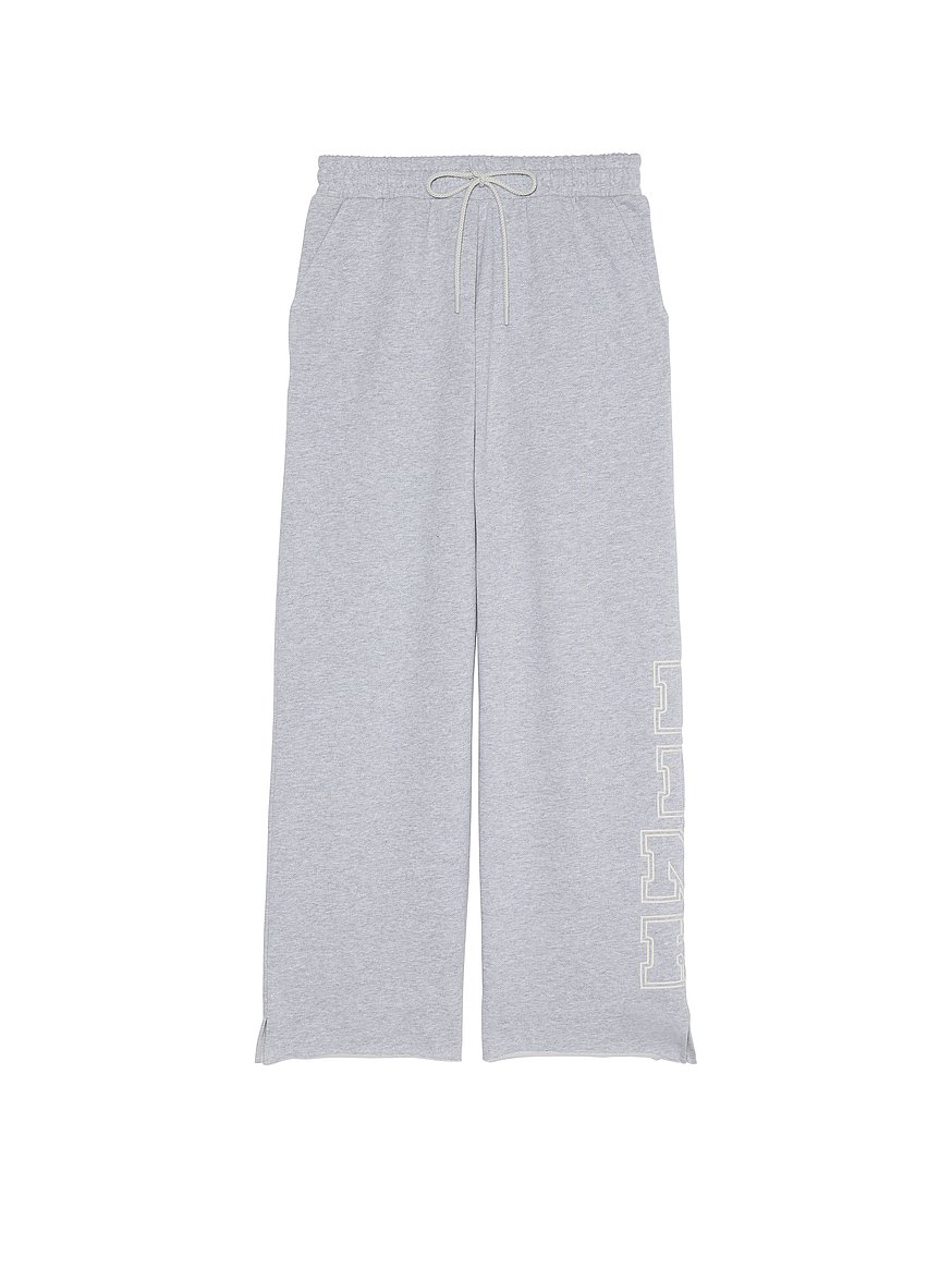 Ivy Fleece Wide-Leg Split-Hem Sweatpants
