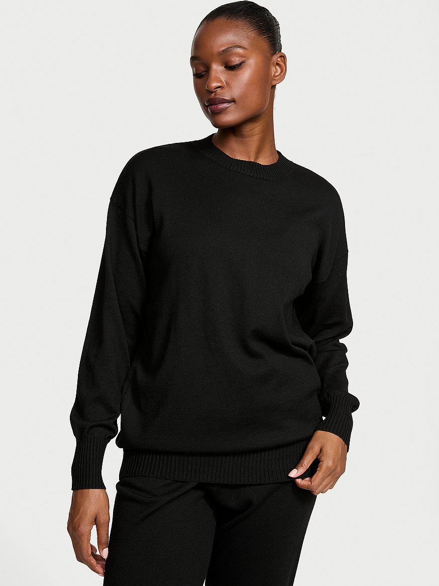 Buy Luxe Knit Crewneck Sweater, Black - Order Hoodies