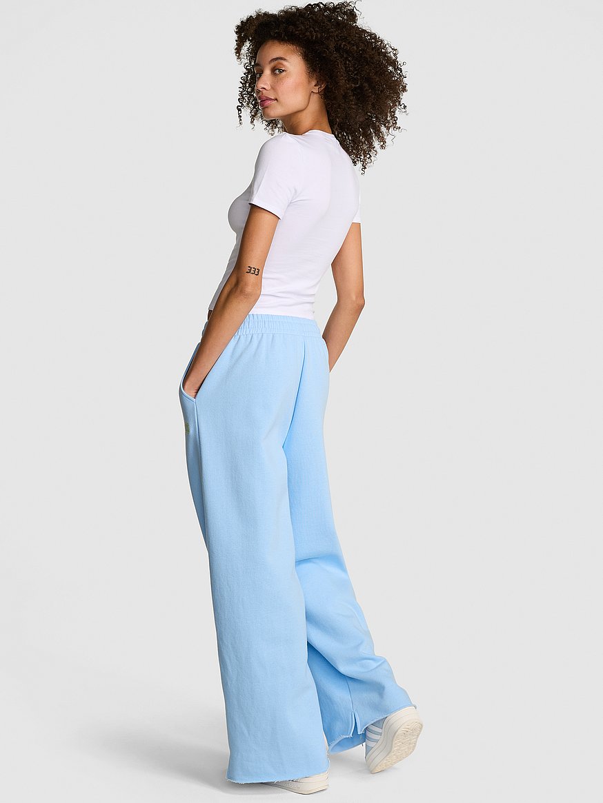 Ivy Fleece Wide-Leg Split-Hem Sweatpants