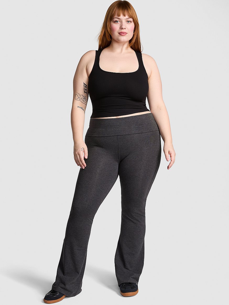 Buy All-Day Cotton™ Foldover Flare Leggings, Charcoal Heather Grey