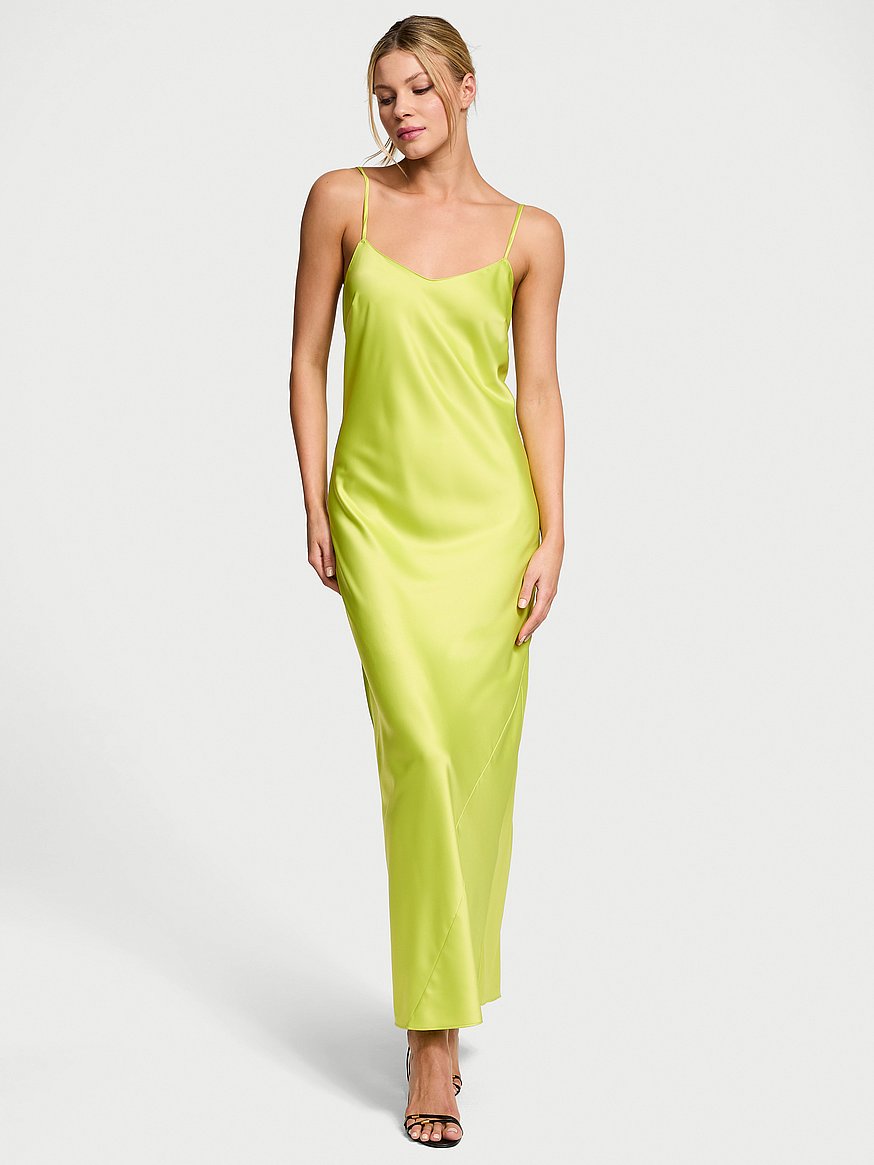 neon green slip dress Dolce Gabbana Neon Green Silk Stretch Slip Mini Dress – PauméLosAngeles main image 1