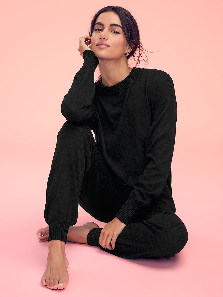 Buy Luxe Knit Crewneck Sweater, Black - Order Hoodies