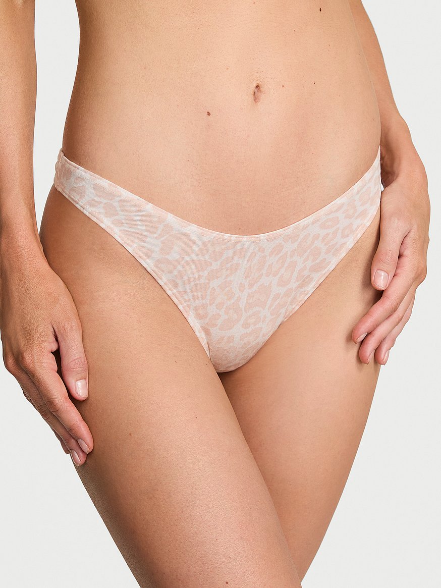 Stretch Cotton High-Leg Scoop Thong Panty