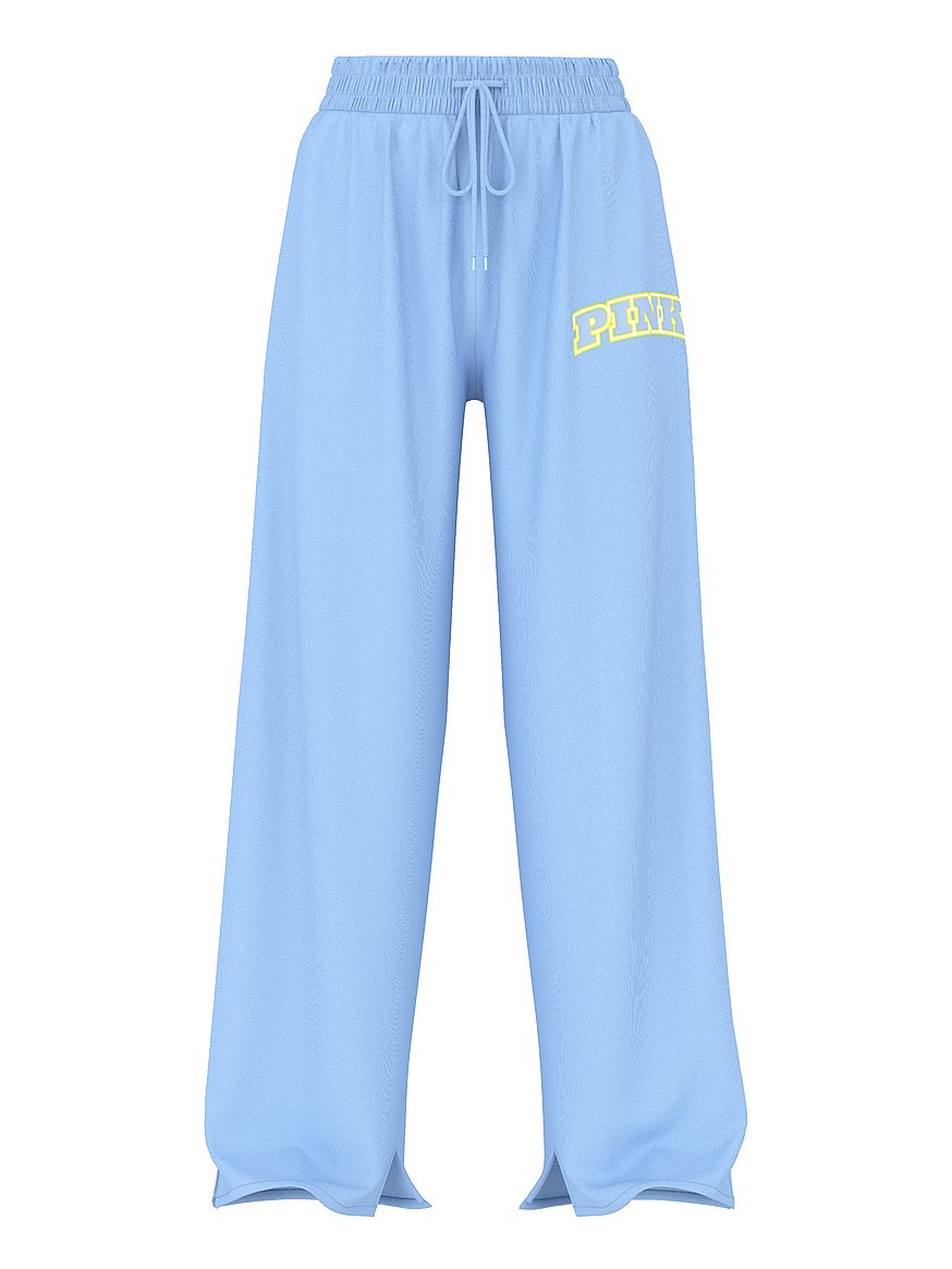 Ivy Fleece Wide-Leg Split-Hem Sweatpants