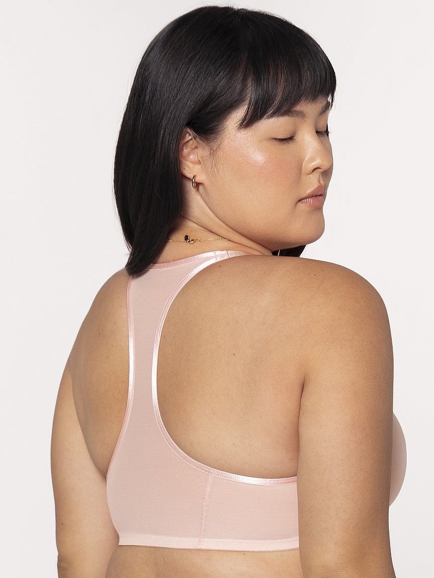 Sheer Mesh Front-Close Racerback Unlined Bra