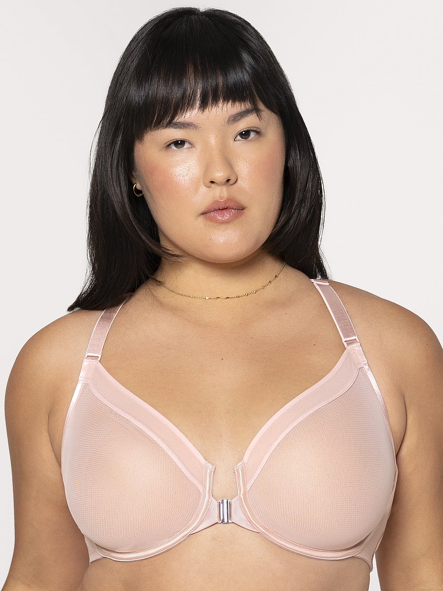 Buy Sheer Mesh Front-Close Racerback Unlined Bra, Blushing Rose