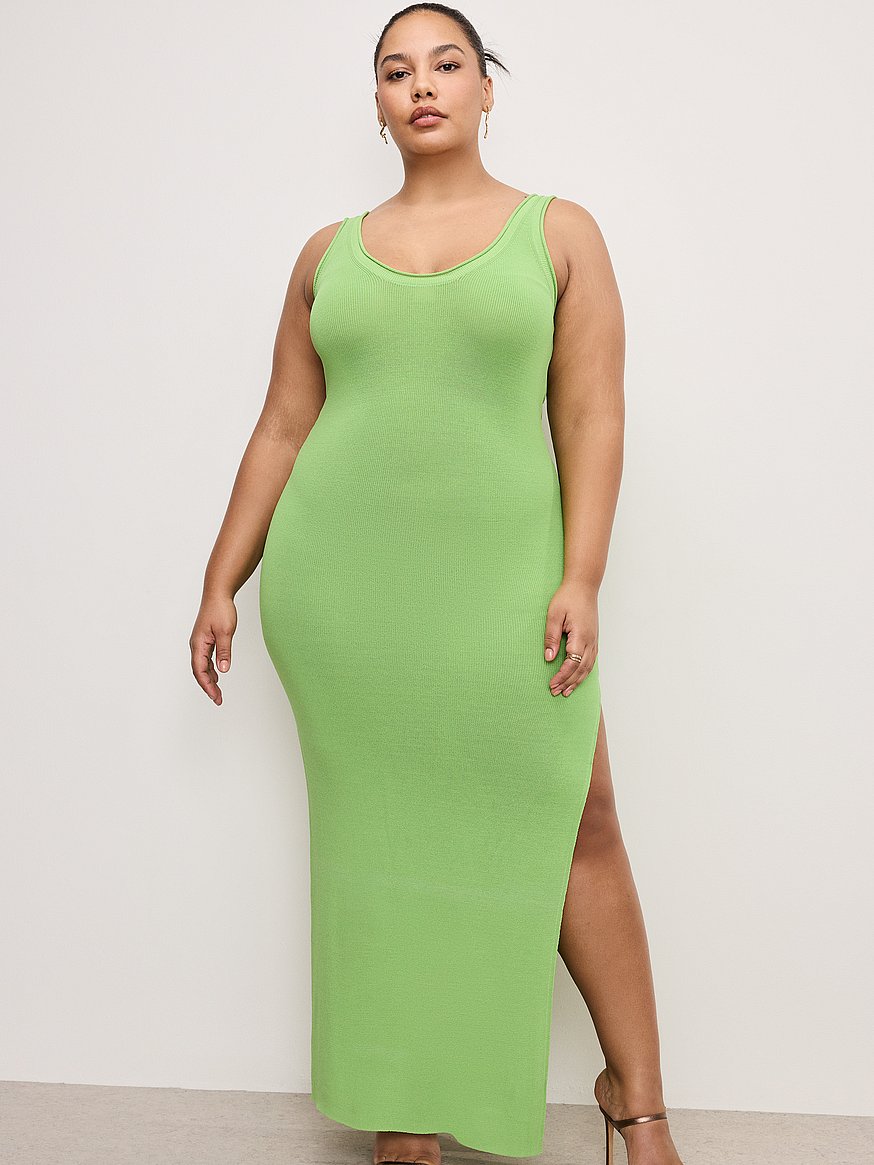 lime green ribbed dress Lime Ribbed Mock Neck Long Sleeve Midi Dress