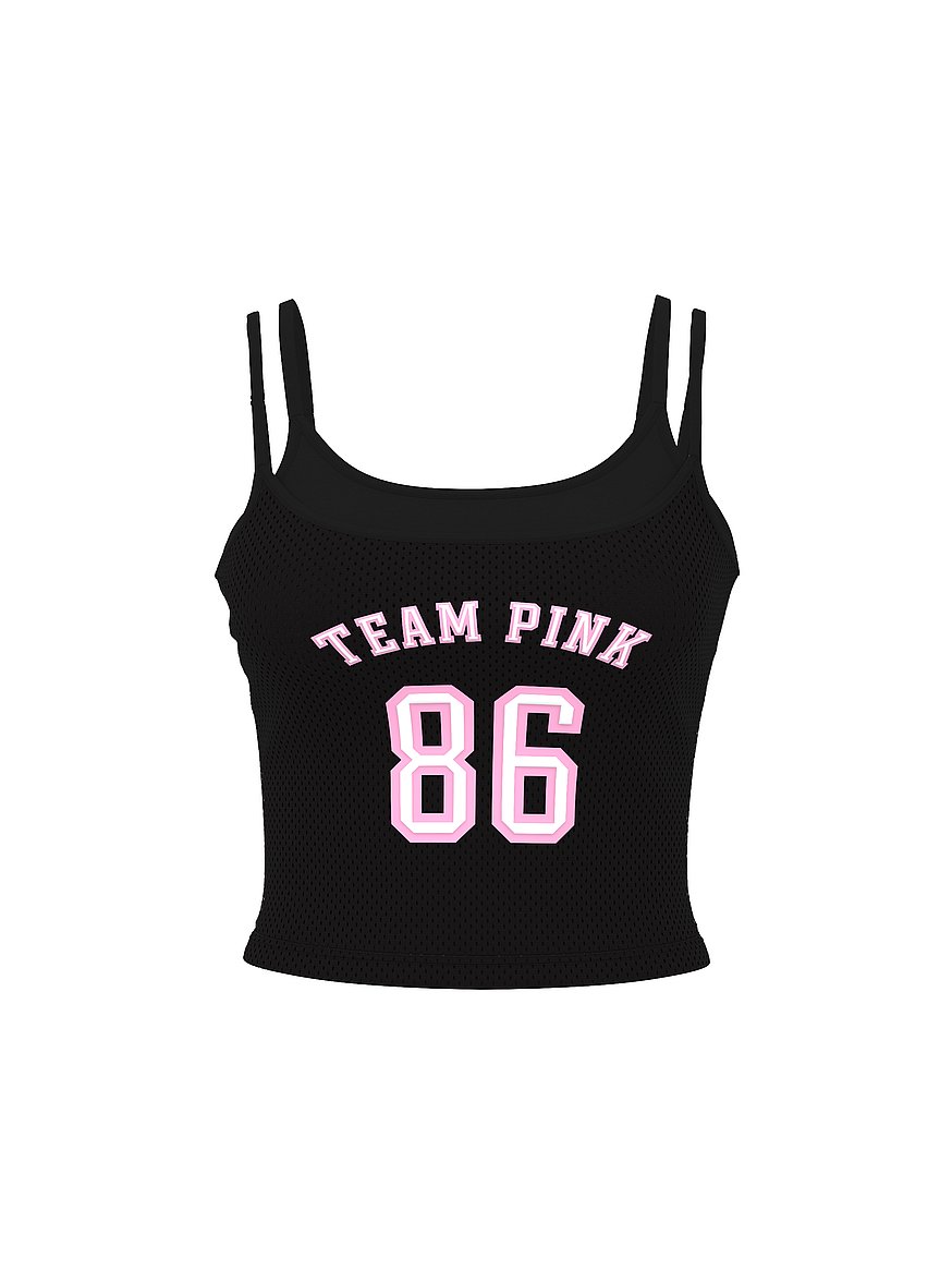 Buy Varsity Mesh Layered Tank Top, Pure Black - Order Tops online