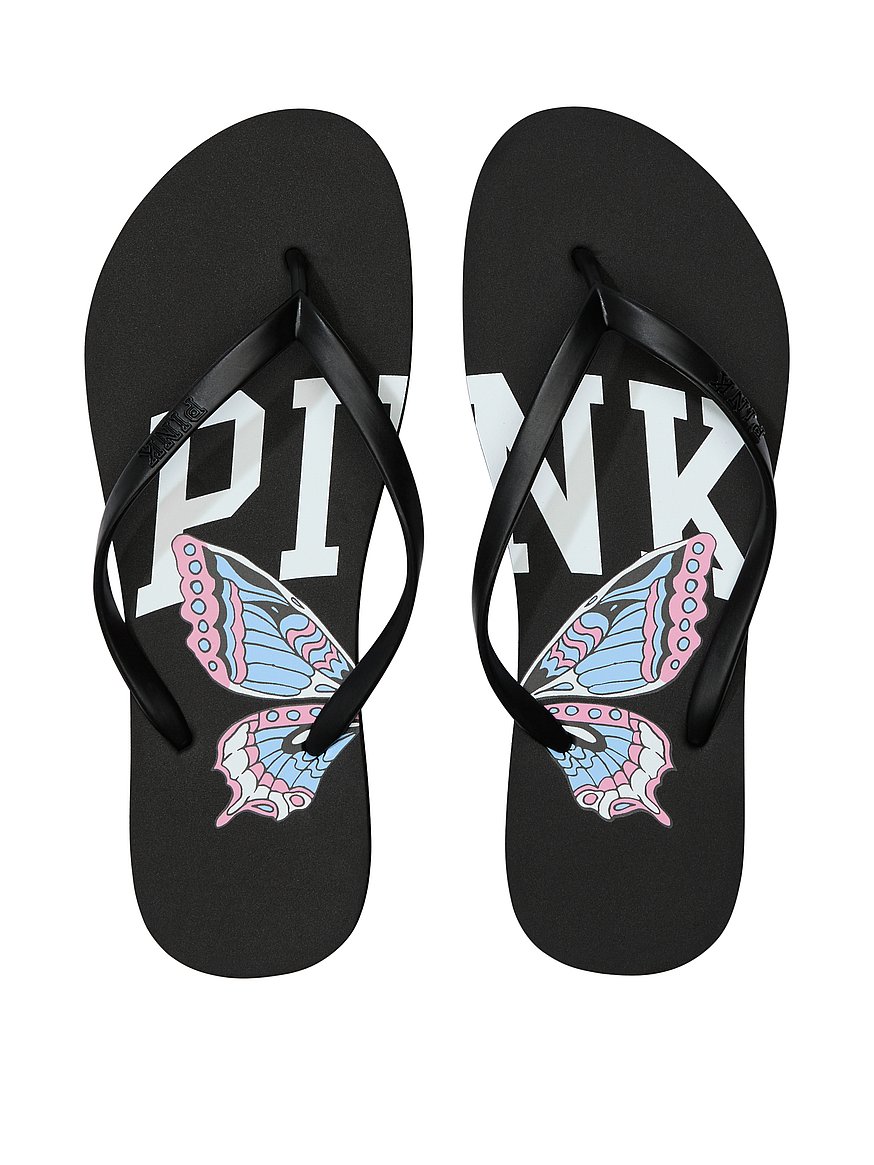 Buy PINK Flip Flops, Limited Edition Black Butterfly - Order Shoes online -  PINK US