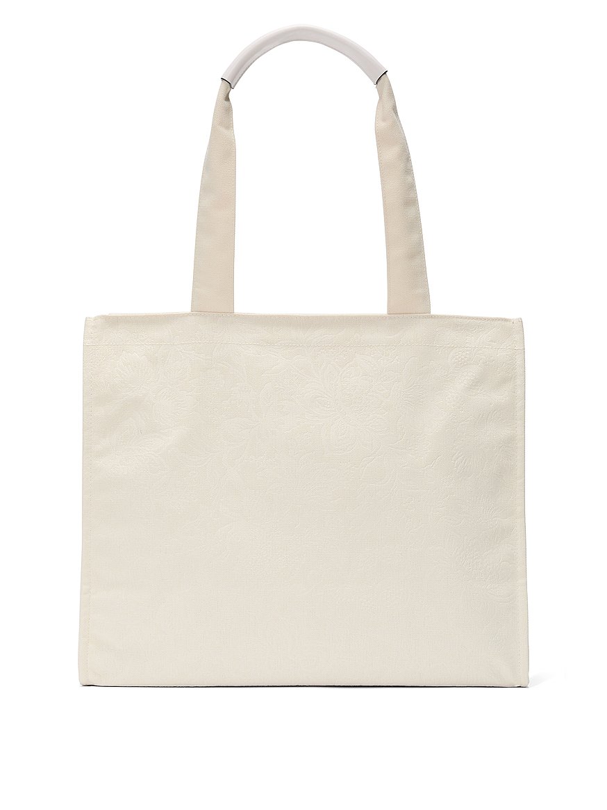 Floral-Embossed Tote Bag