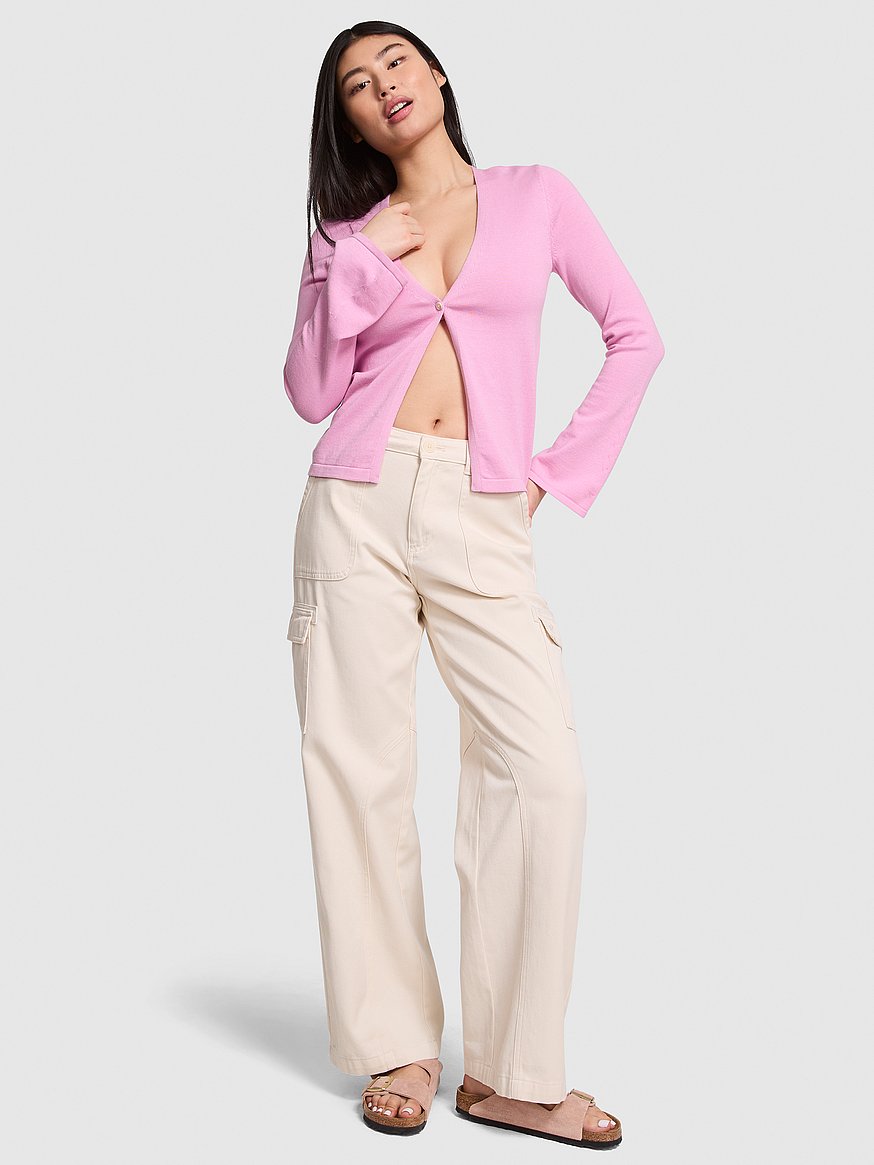 Buy One-Button Knit Cardigan, Pink Lollipop - Order Sweaters