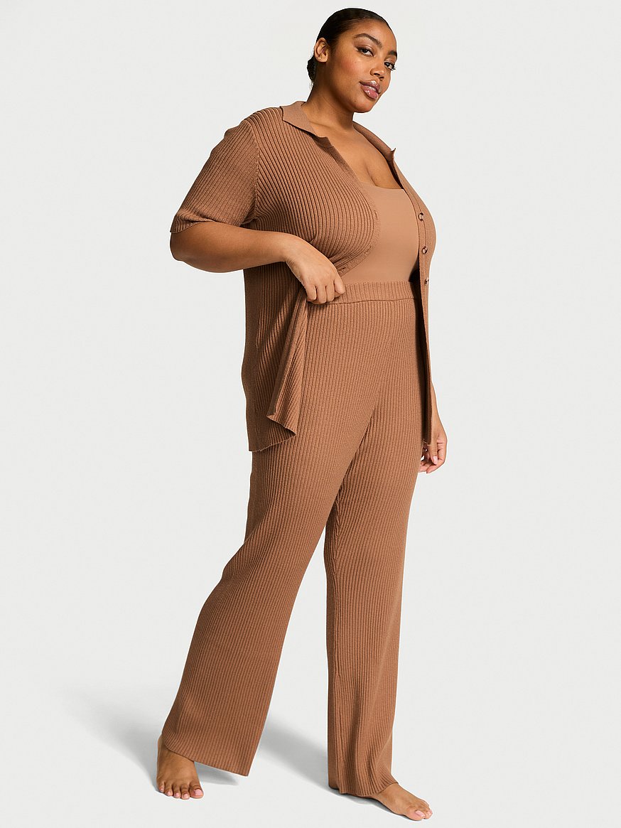 Luxe Ribbed Knit Flare Pants