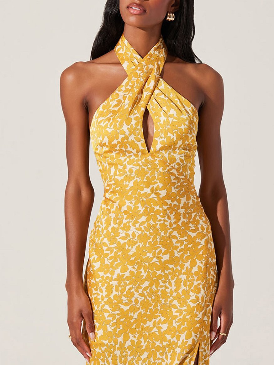 marissa floral halter neck dress Buy Dress, Marigold - Order Dresses online Stores_Chennai