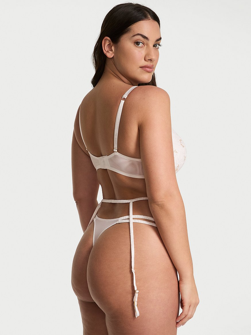 Peony Embroidery Garter Belt