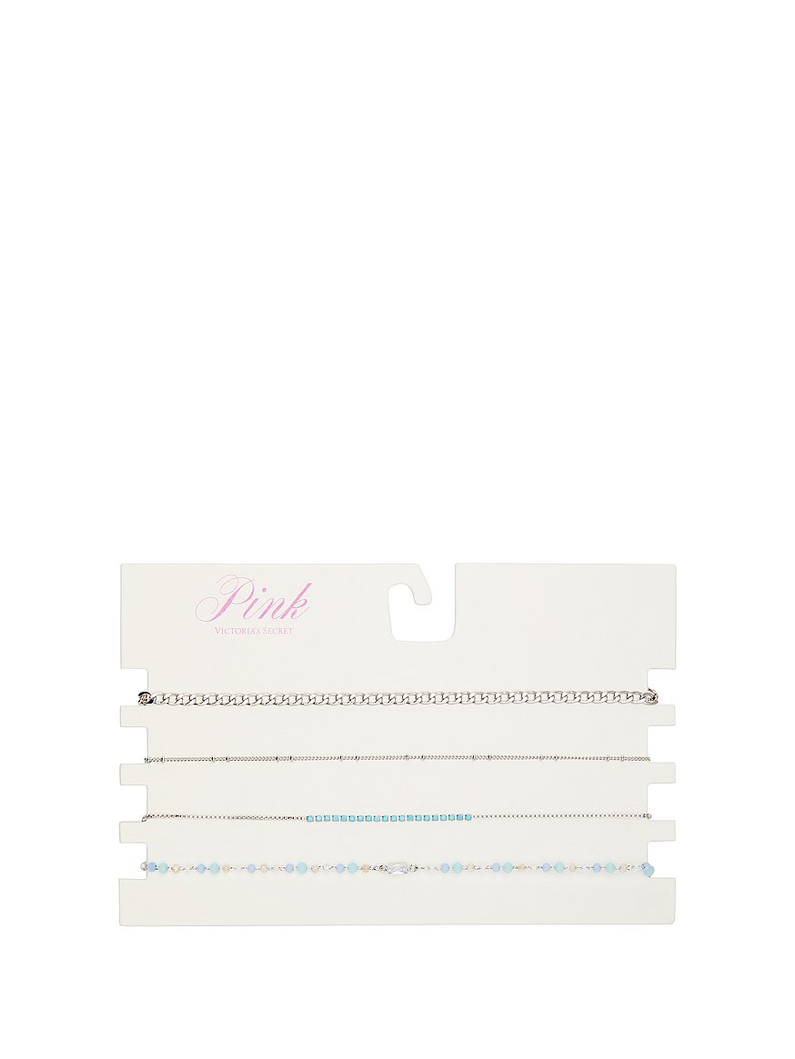 Silver Layered Choker Necklace Set