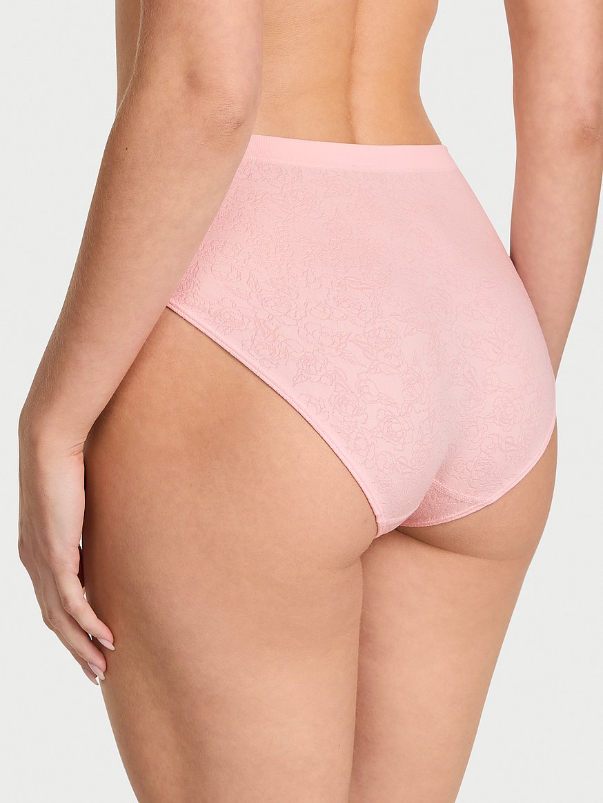 Seamless Lace-Trim High-Leg Brief Panty