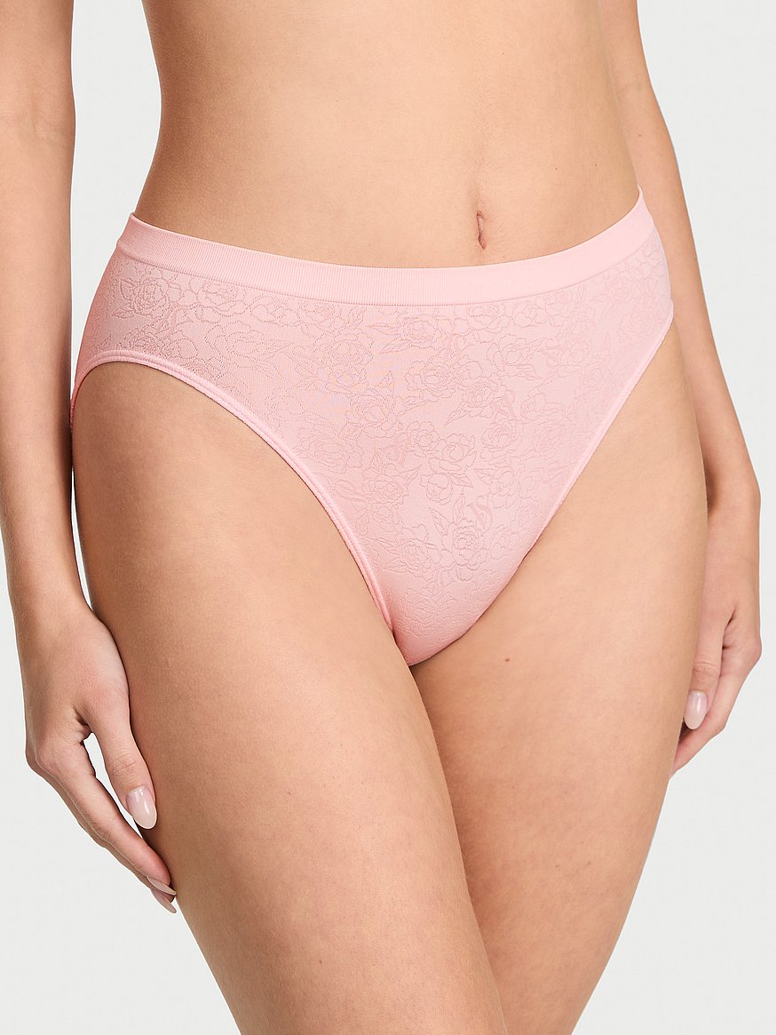 Seamless Lace-Trim High-Leg Brief Panty
