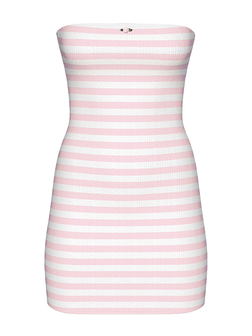 pink and white striped bodycon dress Zena Bodycon Dress in Pale Pink with White Stripe