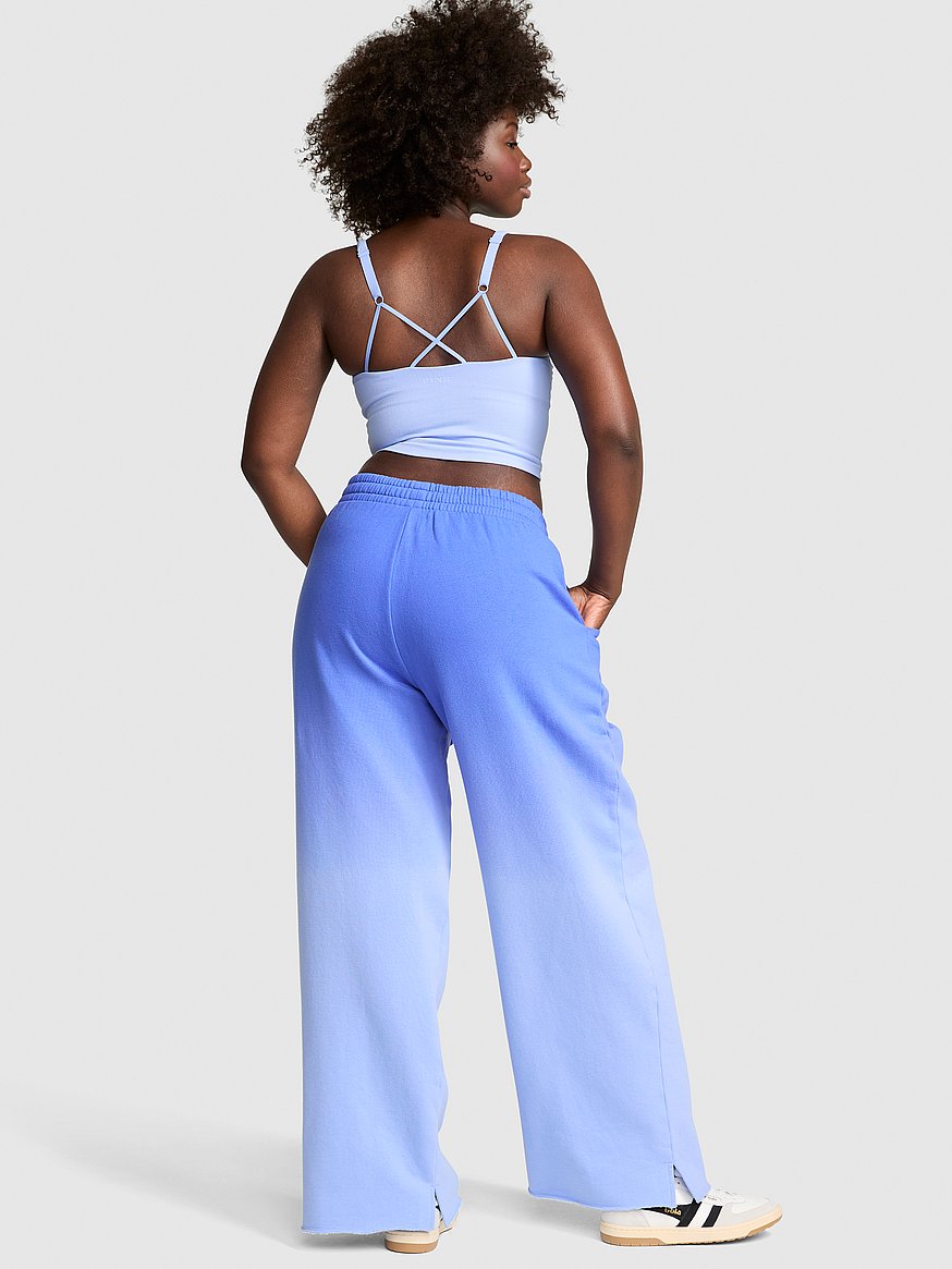 Ivy Fleece Wide-Leg Split-Hem Sweatpants