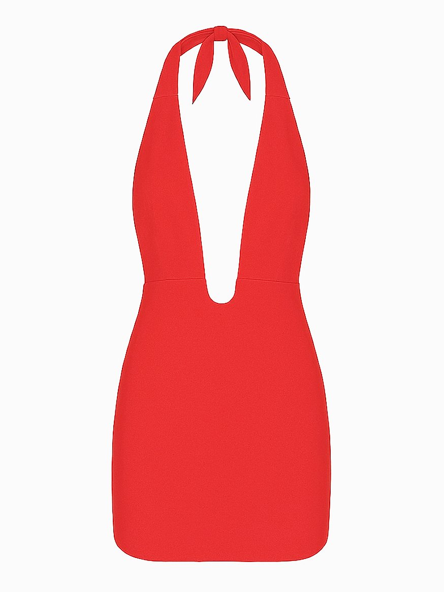 open lace back dress Red Satin Open Back Mini Dress