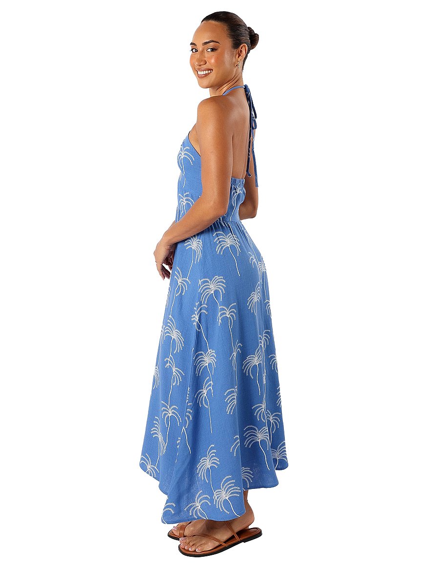 princess polly baby blue dress Twilight Glow Satin Halter Midi Dress Blue