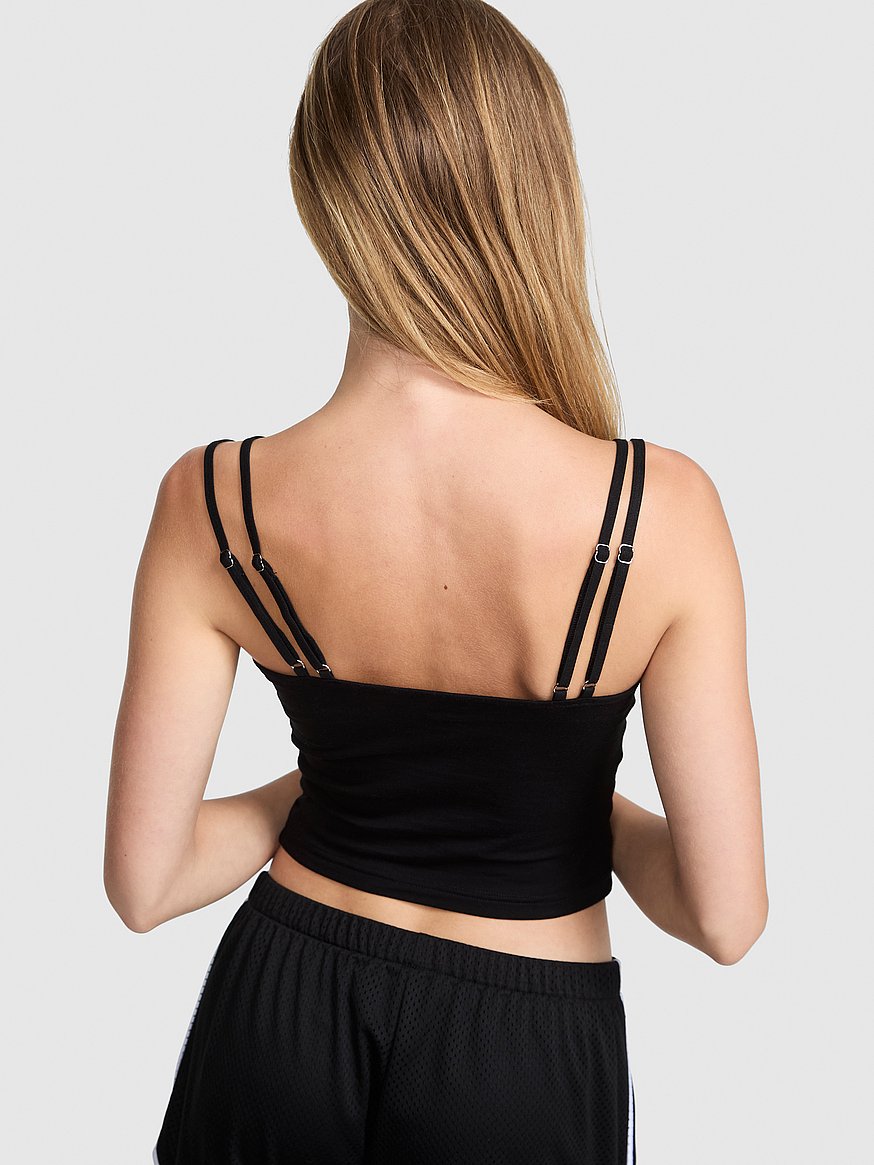Buy Varsity Mesh Layered Tank Top, Pure Black - Order Tops online